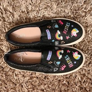 Girls Glitter Accented Slip on Sneakers